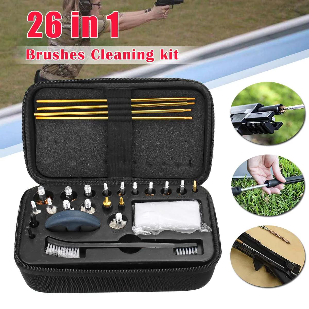 26 In 1 Gun Cleaning Kit For Rifle Pistol Handgun Shotgun Brush Tool Copper Gun Cleaning Set Shooting Hunting Accessories
26 In 1 Gun Cleaning Kit For Rifle Pistol Handgun Shotgun Brush Tool Copper Gun Cleaning Set Shooting Hunting Accessories