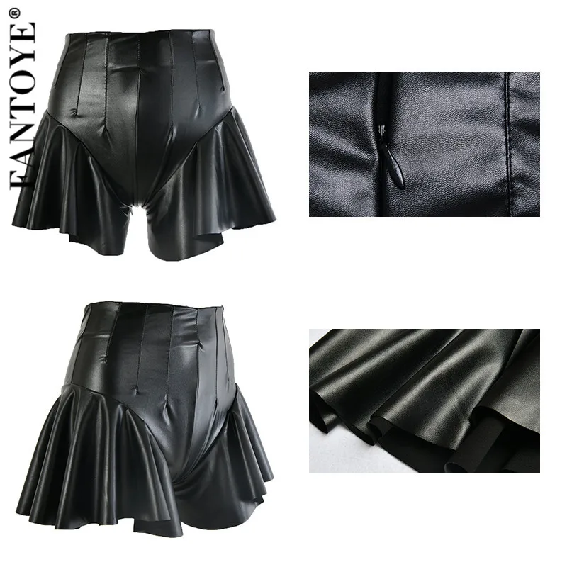 FANTOYE PU High Waist Shorts Women New Black Ruffles Fashion Wide Leg Skirt Shorts Casual Mini Ladies Shorts Skirts Streetwear 
FANTOYE PU High Waist Shorts Women New Black Ruffles Fashion Wide Leg Skirt Shorts Casual Mini Ladies Shorts Skirts Streetwear