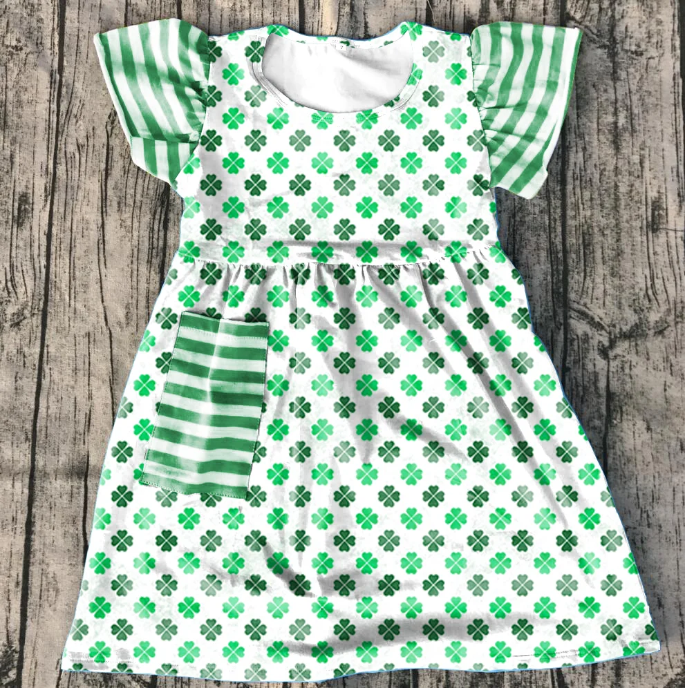spring St. Patrick's Day girls baby children clothes cotton stripe ruffles green Shamrocks pocket dress boutique knee length
spring St. Patrick's Day girls baby children clothes cotton stripe ruffles green Shamrocks pocket dress boutique knee length
