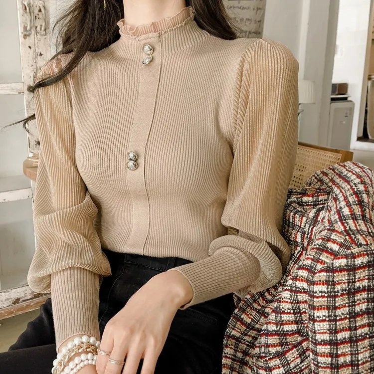 Casual Fashion Puff Long Sleeve Pullover Sweater Knit Slim Fit Pull Femme Autumn Spring Elegant Jumper Top
Casual Fashion Puff Long Sleeve Pullover Sweater Knit Slim Fit Pull Femme Autumn Spring Elegant Jumper Top