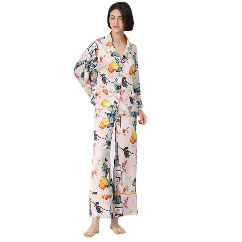 Long-sleeved Ice Silk Pajamas Women's Thin Silk Two-piece Personalized Printed Pajamas Set
Long-sleeved Ice Silk Pajamas Women's Thin Silk Two-piece Personalized Printed Pajamas Set