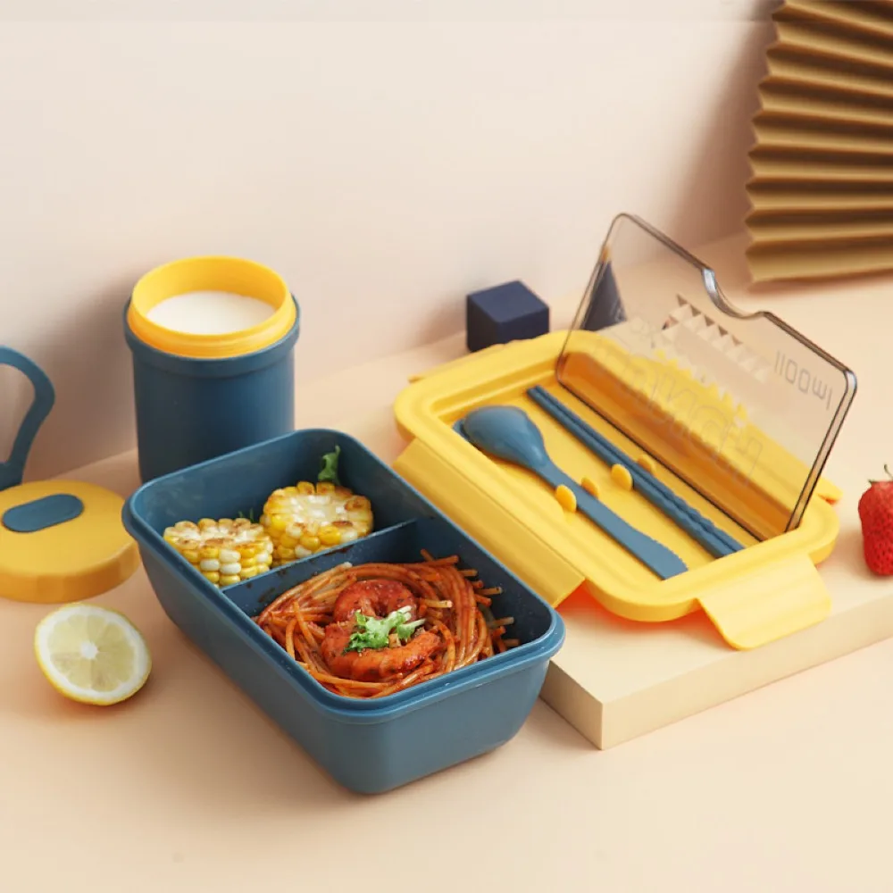 New 1100Ml Portable Microwave Lunch Box 2 Layer Food Container Healthy Lunch Bento Boxes with Cutlery Kitchen Food Storager
New 1100Ml Portable Microwave Lunch Box 2 Layer Food Container Healthy Lunch Bento Boxes with Cutlery Kitchen Food Storager