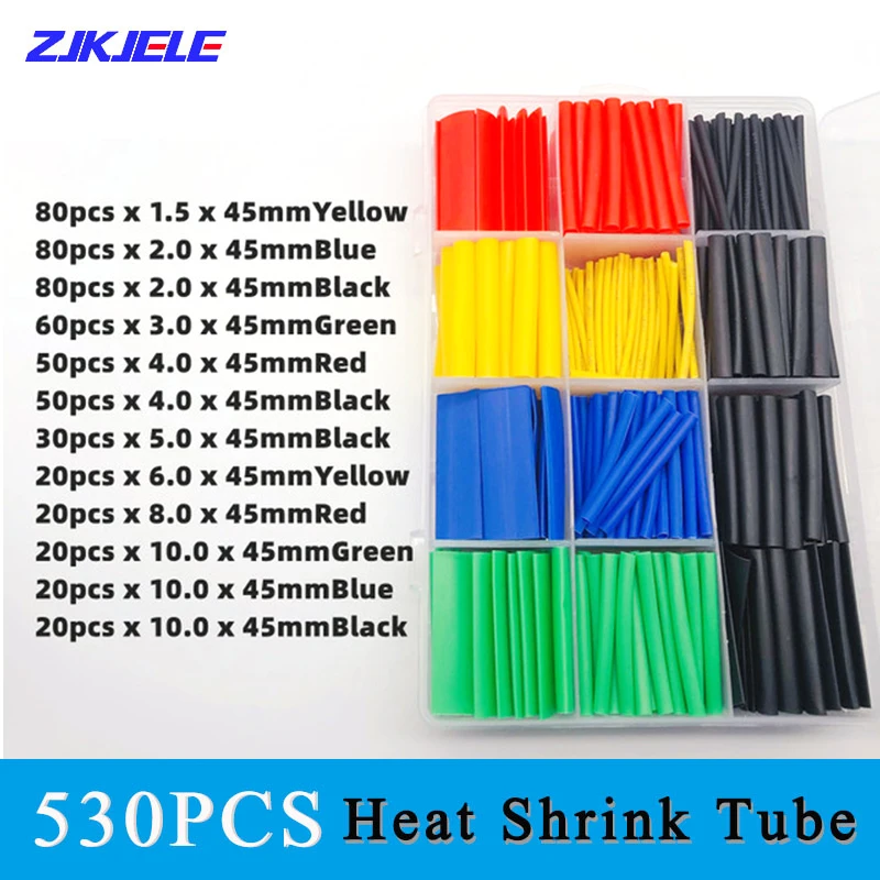 530pcs Electronic Wire DIY Kit Color Boxed Heat Shrinktubing 2:1 Insulated Polyolefin Sheathed Shrink Tubing Cables Tube
530pcs Electronic Wire DIY Kit Color Boxed Heat Shrinktubing 2:1 Insulated Polyolefin Sheathed Shrink Tubing Cables Tube