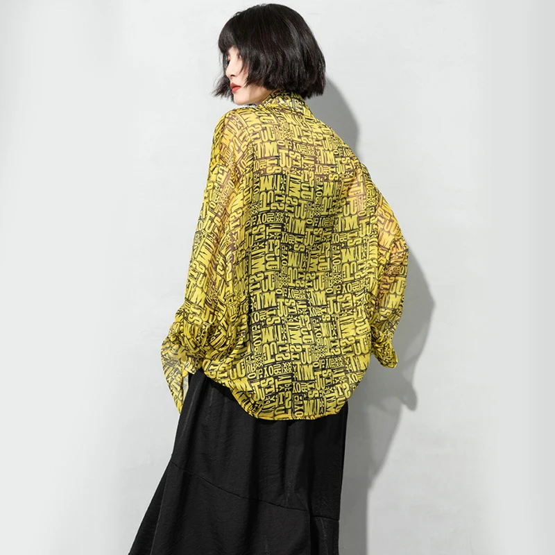 Women Big Size Casual Chiffon Shirt Pattern Printed Irregular Translucent Blouse Lapel Long Sleeve Loose Shirt For Spring Summer
Women Big Size Casual Chiffon Shirt Pattern Printed Irregular Translucent Blouse Lapel Long Sleeve Loose Shirt For Spring Summer