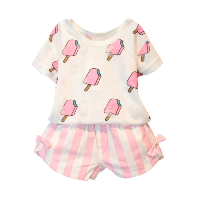 ZWF178 Hot Summer Kids Girls Clothing Set Ice Cream Printed T-shirt +Striped Bow Shorts 2 Pcs 3-10 Years New
ZWF178 Hot Summer Kids Girls Clothing Set Ice Cream Printed T-shirt +Striped Bow Shorts 2 Pcs 3-10 Years New