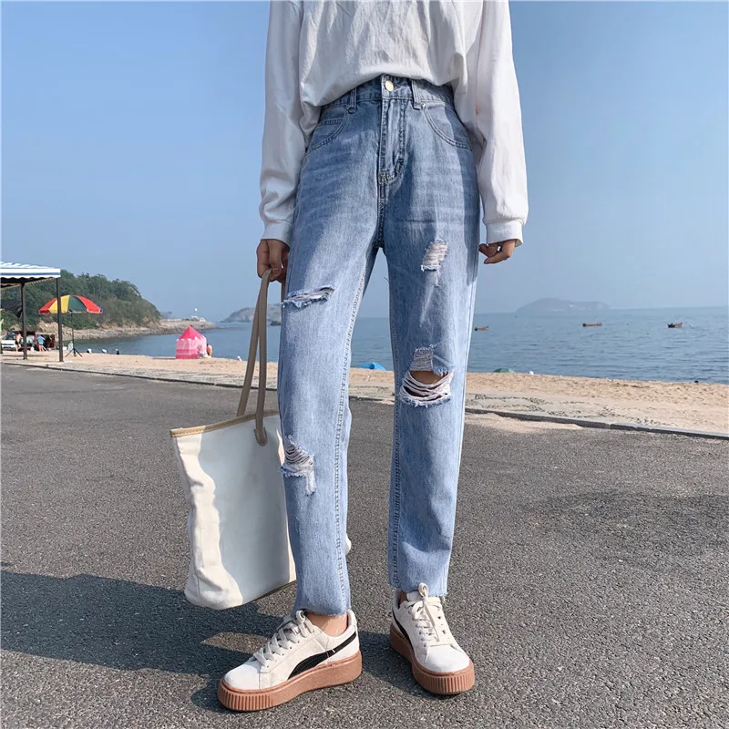 HziriP 2020 Autumn New Women Jeans Straight Chic Hole Washed High Waist All Match Concise Blue Loose Female Casual Denim Pants
HziriP 2020 Autumn New Women Jeans Straight Chic Hole Washed High Waist All Match Concise Blue Loose Female Casual Denim Pants