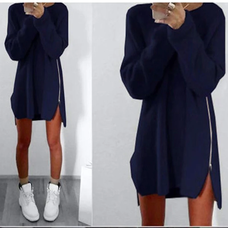 2021 Women Long Sleeve Autumn Winter Knitted Zippers Side Jumper Sweater Dress Loose Tunic Baggy Dresses
2021 Women Long Sleeve Autumn Winter Knitted Zippers Side Jumper Sweater Dress Loose Tunic Baggy Dresses
