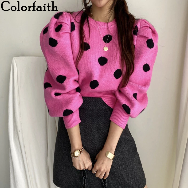 Colorfaith Y2K 2021, женские свитера на осень и зиму, вязаный винтажный Модный пуловер, Элегантные Короткие топы в горошек с пышными рукавами SW3721
Colorfaith Y2K 2021, женские свитера на осень и зиму, вязаный винтажный Модный пуловер, Элегантные Короткие топы в горошек с пышными рукавами SW3721