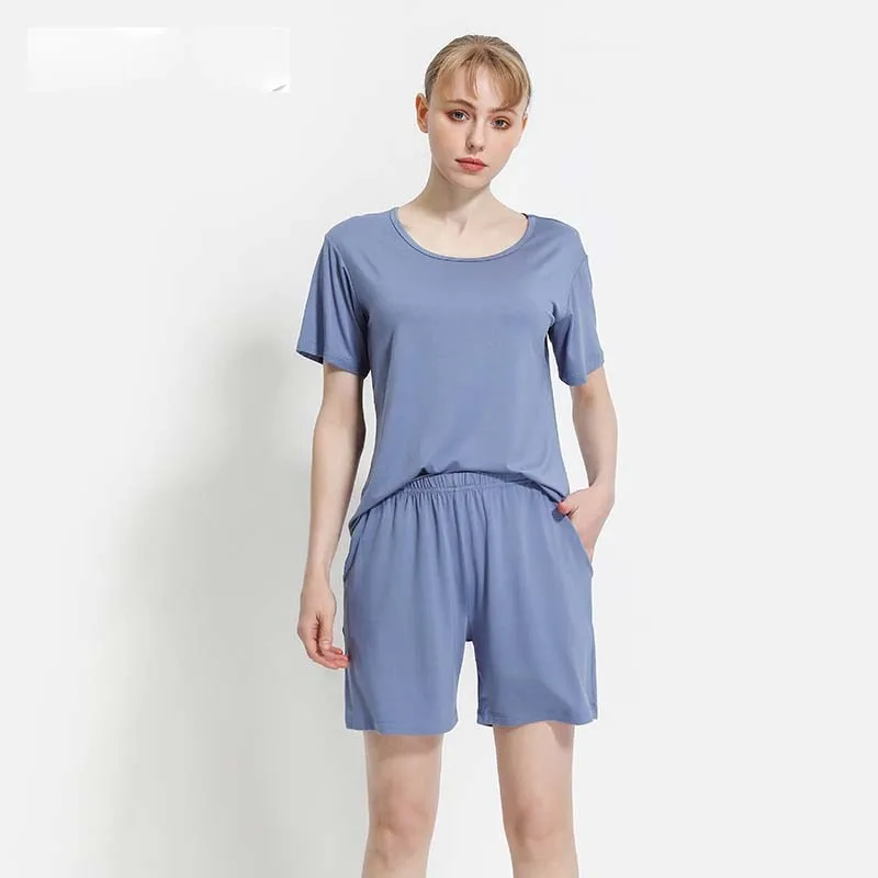 Modal Short Sleeve T-shirt Set Women's Summer Large Loose Round Neck Undercoat And Pajamas Shorts Two Piece Set Simple Solid
Modal Short Sleeve T-shirt Set Women's Summer Large Loose Round Neck Undercoat And Pajamas Shorts Two Piece Set Simple Solid
