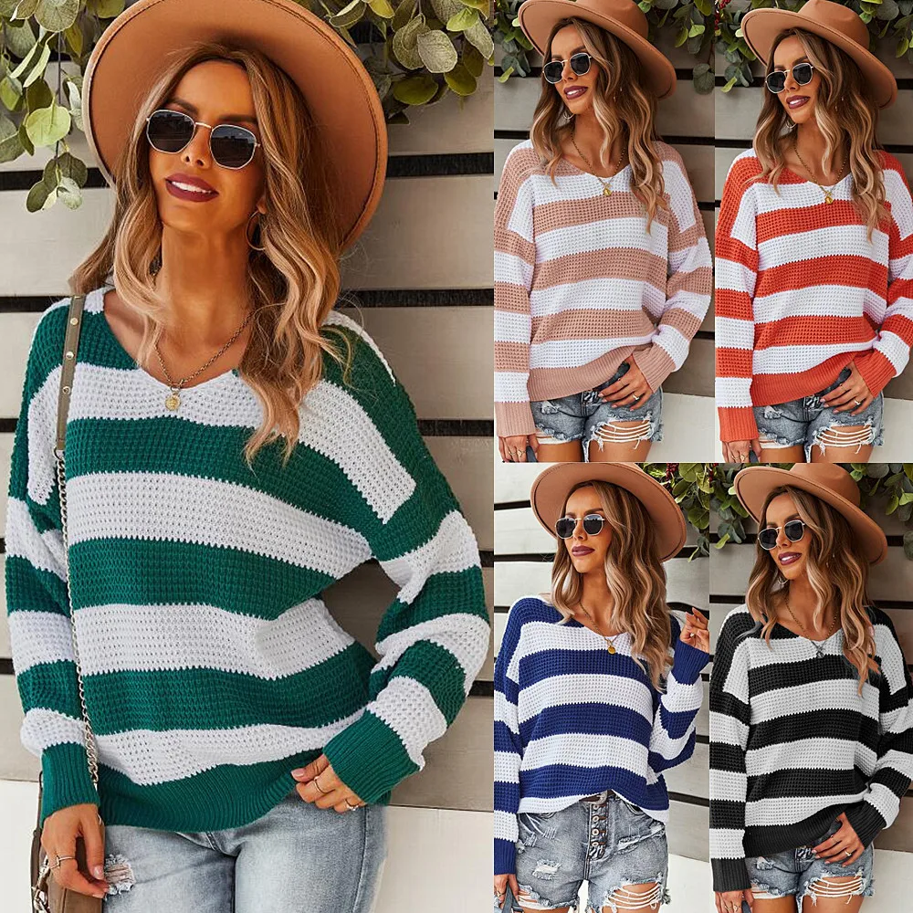Autumn And Winter Knitted Striped Sweater Women Casual Oversized Pullover Sweater Loose Warm Pullover Street Girl Sweater
Autumn And Winter Knitted Striped Sweater Women Casual Oversized Pullover Sweater Loose Warm Pullover Street Girl Sweater