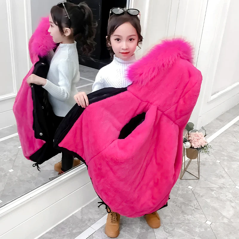 Russian Winter Baby Girls' Winter Coat 4-13 Years Old Warm Casual Embroidered Flowers Rabbit Fur Collar Hooded Padded Trench
Russian Winter Baby Girls' Winter Coat 4-13 Years Old Warm Casual Embroidered Flowers Rabbit Fur Collar Hooded Padded Trench
