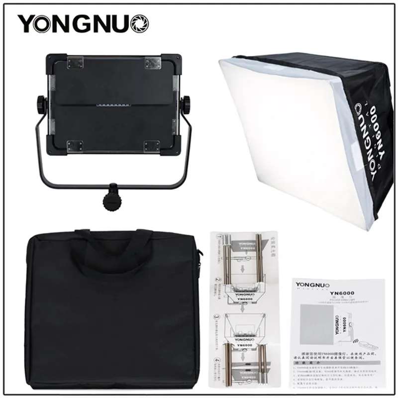 YONGNUO YN6000 KIT LED Video Light 3200K-5600K Photography Large Light Board with Softbox Wireless Remote Control for Interview
YONGNUO YN6000 KIT LED Video Light 3200K-5600K Photography Large Light Board with Softbox Wireless Remote Control for Interview
