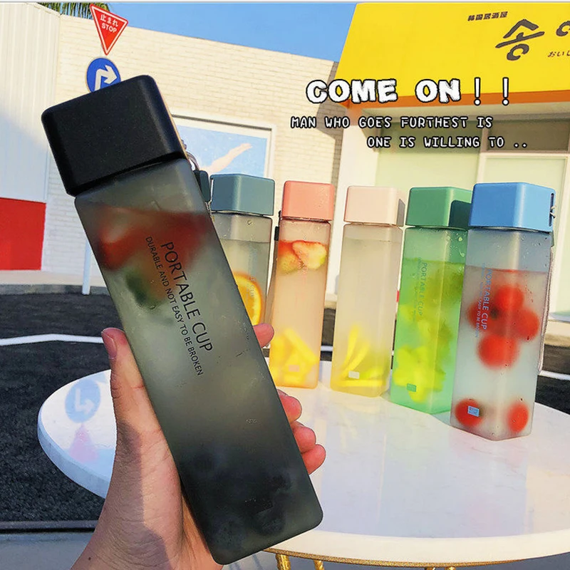 1Pc 450ml Transparent Square Plastic Matte Water Cup Outdoor Cold Juice Water Sports Cup with Portable Milk Rope Water Cup
1Pc 450ml Transparent Square Plastic Matte Water Cup Outdoor Cold Juice Water Sports Cup with Portable Milk Rope Water Cup