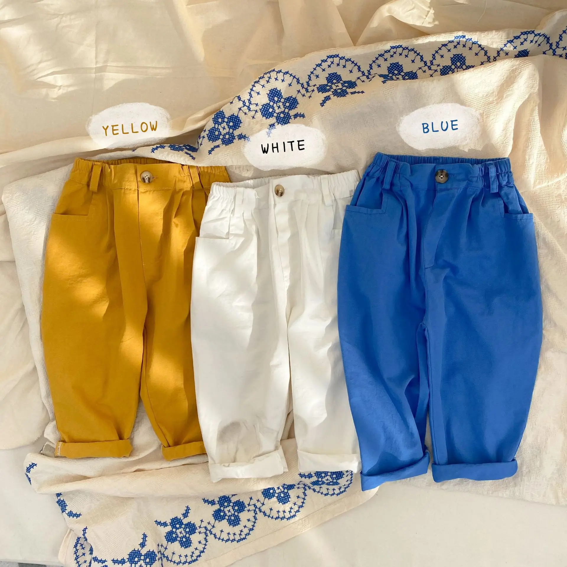 Spring cotton children casual pants boys and girls 3 colors all-match straight trousers 1-6Y
Spring cotton children casual pants boys and girls 3 colors all-match straight trousers 1-6Y