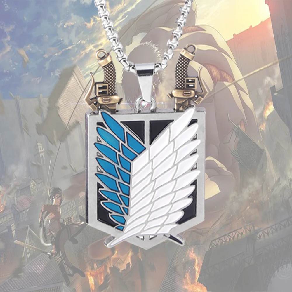 

Anime Attack on Titan Necklace Shingeki No Kyojin Wings of Freedom Survey Sword Punk Necklace for Women Men Cospaly Jewelry Gift