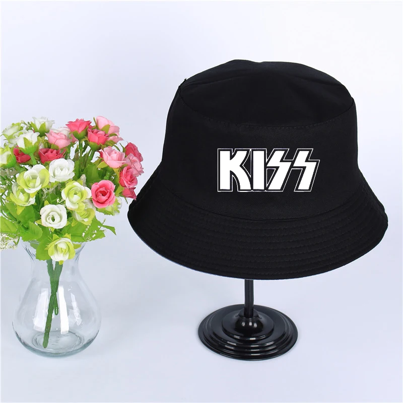 Панама с логотипом kiss для мужчин и женщин шляпа плоским козырьком от солнца
