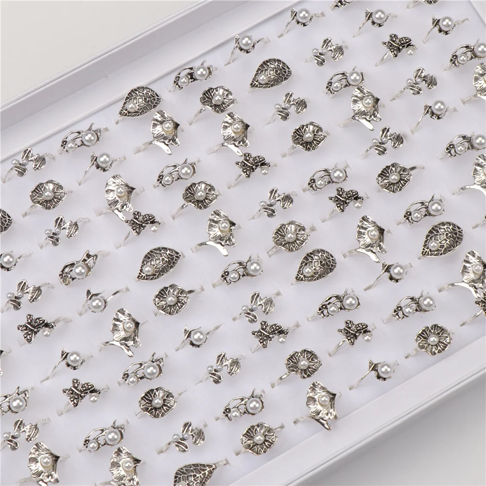 20pcs/lot Vintage Antique Silver Color Metal Imitation Pearl Rings For Women Mix Style Fashion Party Wedding Jewelry Wholesale
20pcs/lot Vintage Antique Silver Color Metal Imitation Pearl Rings For Women Mix Style Fashion Party Wedding Jewelry Wholesale