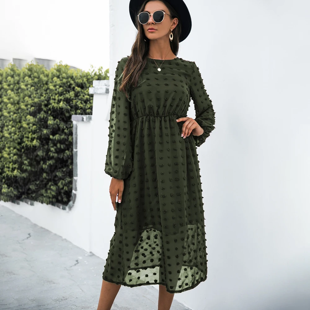 Fashion O-neck Long Sleeve Office Dress Women 2021 Autumn Elegant Casual Chiffon Party Vintage Midi Dresses For Woman Robe Femme
Fashion O-neck Long Sleeve Office Dress Women 2021 Autumn Elegant Casual Chiffon Party Vintage Midi Dresses For Woman Robe Femme