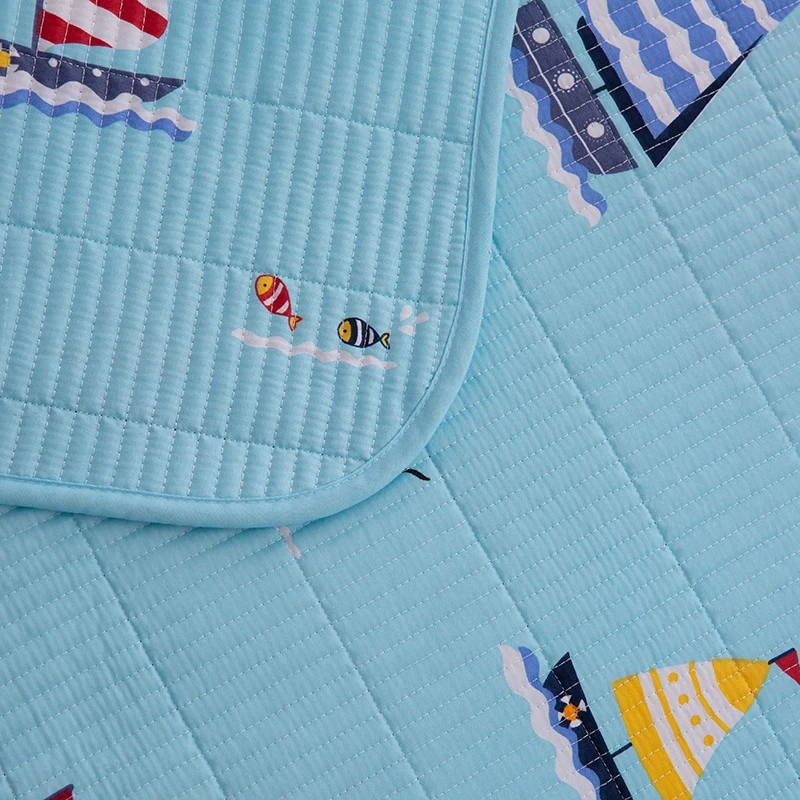 1/3pcs single double twin queen king full size holiday Light blue sailboat cotton summer quilt 
1/3pcs single double twin queen king full size holiday Light blue sailboat cotton summer quilt