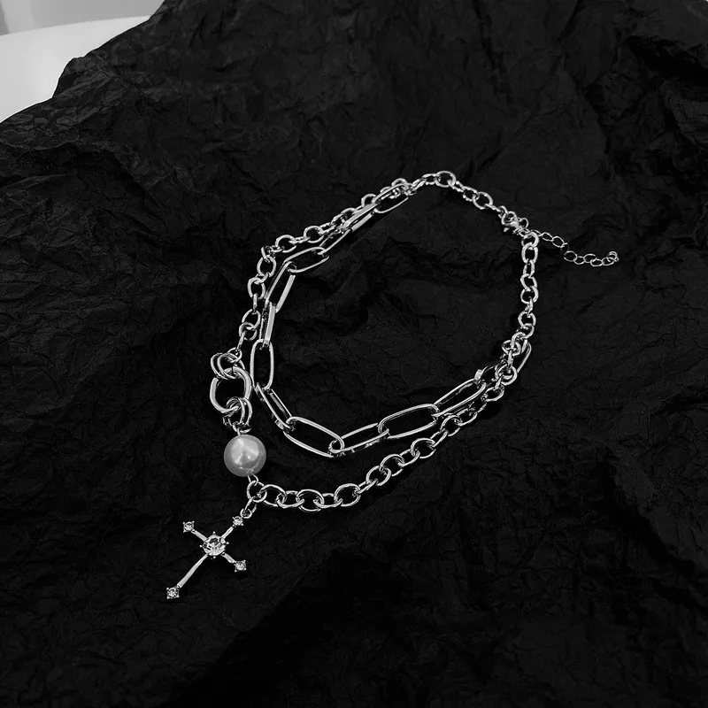 POTCET Women's Pearl Double Cross Necklace Pendant Clavicle Chain Retro Geometric Fashion Hip Hop Personality Party Jewelry
POTCET Women's Pearl Double Cross Necklace Pendant Clavicle Chain Retro Geometric Fashion Hip Hop Personality Party Jewelry