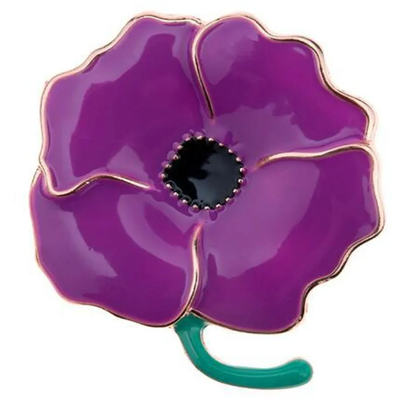 

Princess Kate Purple Poppy Flower Brooches British Corsage Plant Enamel Pin Fashion Petal Four Leaf Clover Commemoration Day New