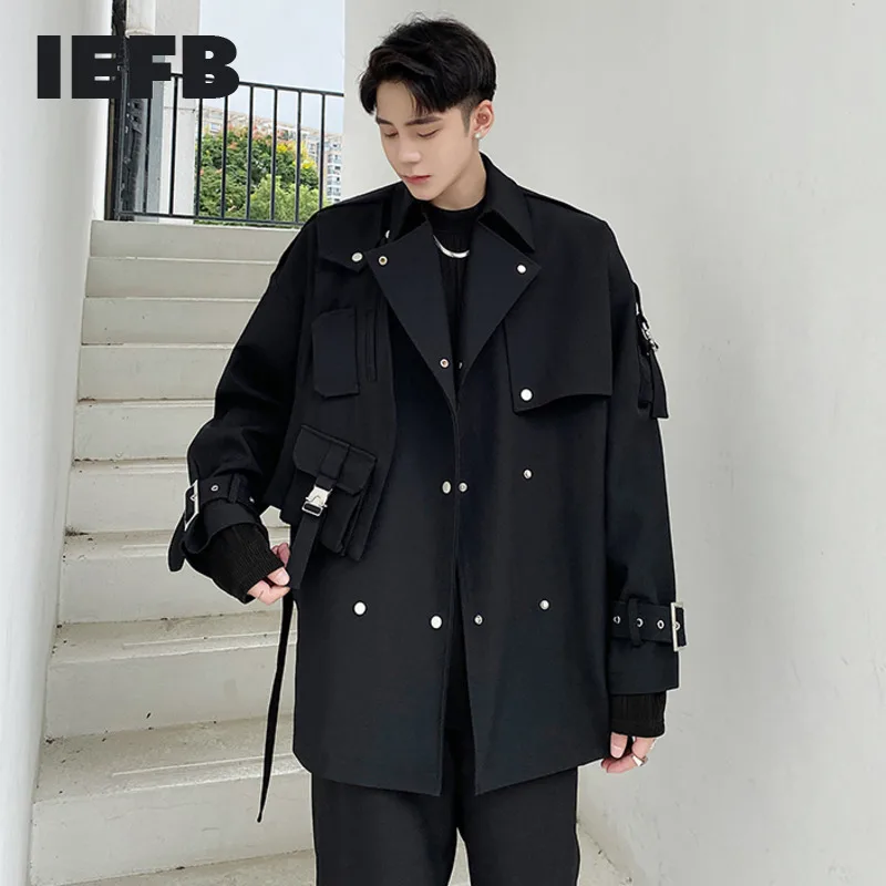 IEFB 2023 Autumn high quality mid length black windbreaker jackets for men loose handsome lace up cloth with belt 9Y4745
IEFB 2023 Autumn high quality mid length black windbreaker jackets for men loose handsome lace up cloth with belt 9Y4745