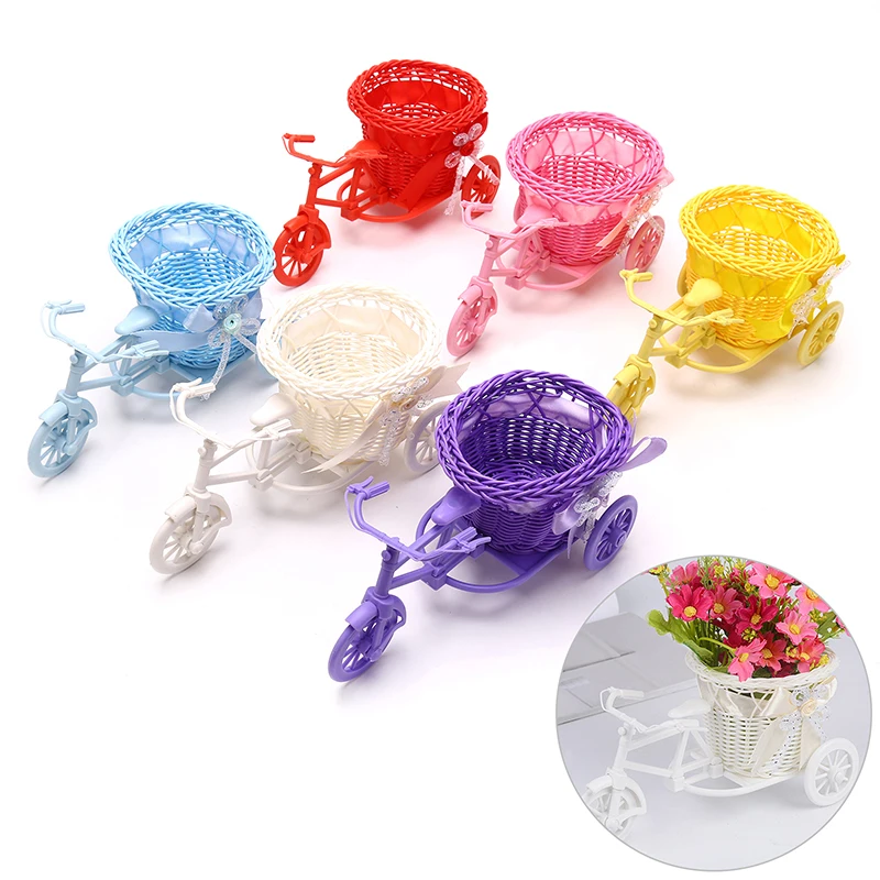 Rattan Bicycle Flower Basket Vase Storage Three-wheel Cute Flower Pot Ornament 
Rattan Bicycle Flower Basket Vase Storage Three-wheel Cute Flower Pot Ornament