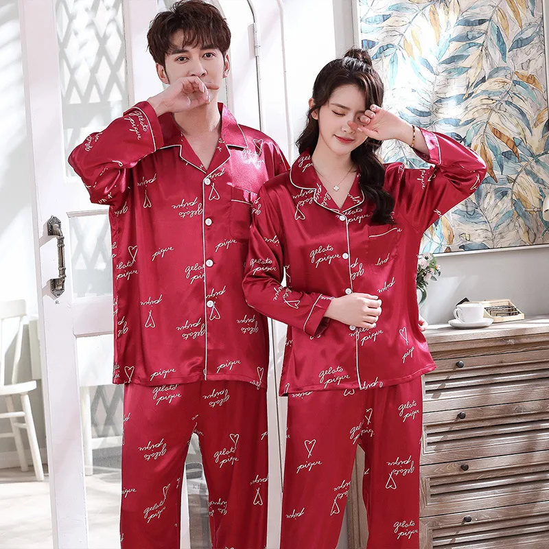 2PCS Couple Rayon Pajamas Sets Sexy Print Letter Pyjamas Turn-Down Collar Sleep Suit Sleepwear Nightwear Summer Lounge Home Wear
2PCS Couple Rayon Pajamas Sets Sexy Print Letter Pyjamas Turn-Down Collar Sleep Suit Sleepwear Nightwear Summer Lounge Home Wear