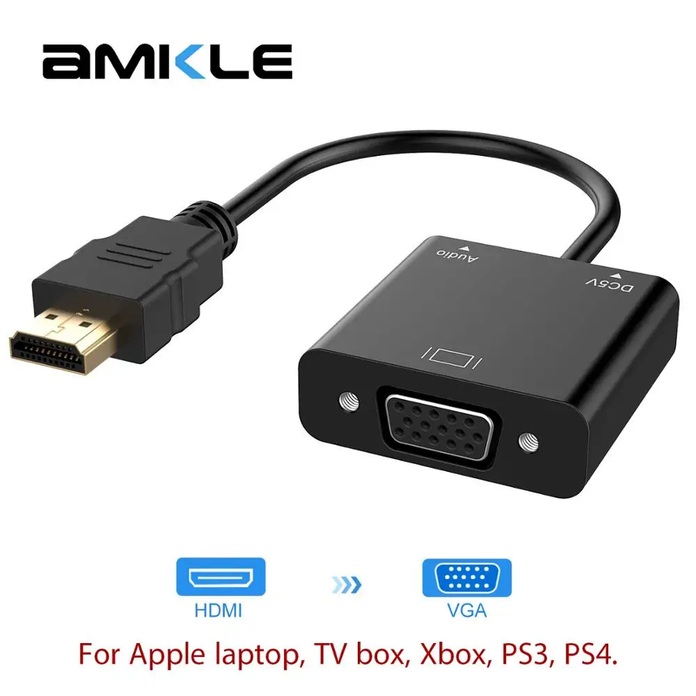 Amkle HDMI to VGA Adapter Cable HDMI VGA Converter Cable Support 1080P with Audio Cable for HDTV XBOX PS3 PS4 Laptop TV Box
Amkle HDMI to VGA Adapter Cable HDMI VGA Converter Cable Support 1080P with Audio Cable for HDTV XBOX PS3 PS4 Laptop TV Box