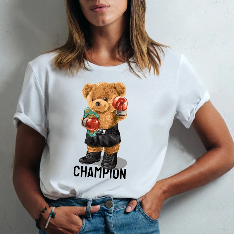 Summer Champion Letter Boxing Bear Graphic Women T-shirt Casual Hip-hop Unisex Oversized Tops Loose Harajuku Short-sleeved Tees
Summer Champion Letter Boxing Bear Graphic Women T-shirt Casual Hip-hop Unisex Oversized Tops Loose Harajuku Short-sleeved Tees