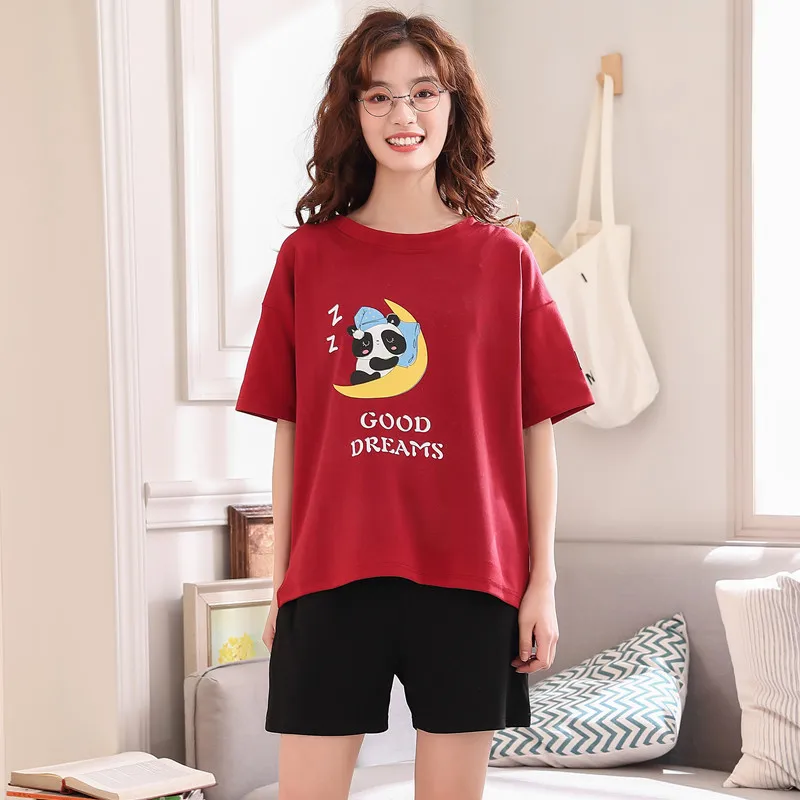 New Style Loungewear Suits 2pcs/set Short T-Shirt Shorts Pajamas Set Women's Summer Sleepwear Cotton Panda Cartoon Tops Homewear
New Style Loungewear Suits 2pcs/set Short T-Shirt Shorts Pajamas Set Women's Summer Sleepwear Cotton Panda Cartoon Tops Homewear