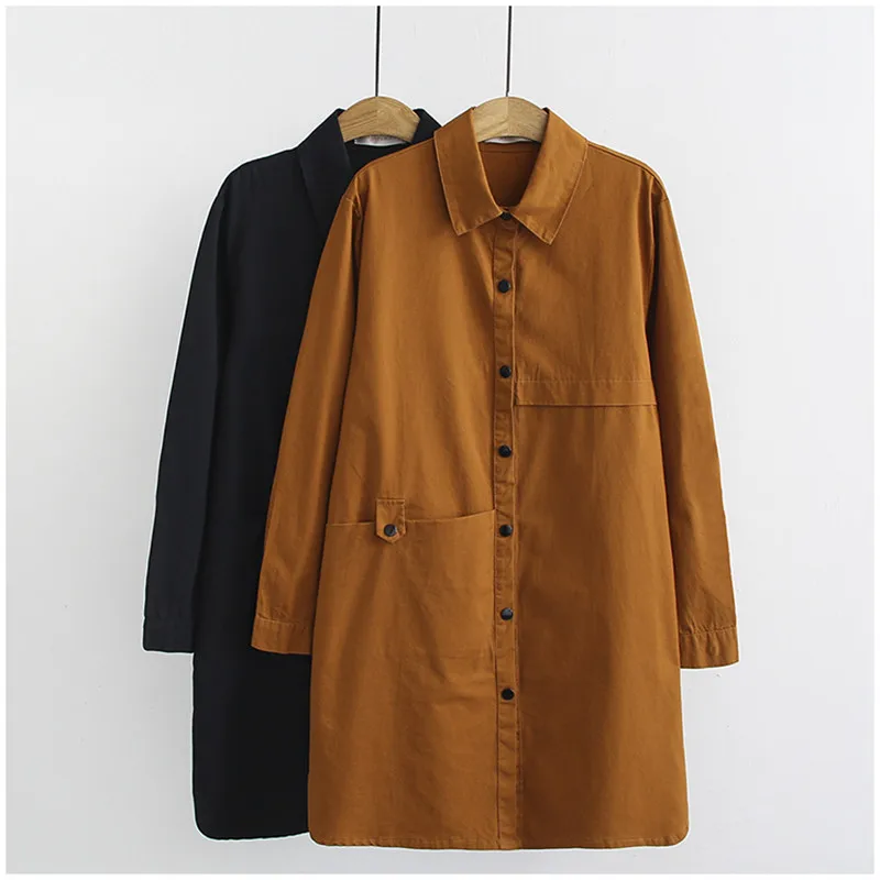 Female windbreaker New Autumn Coat Solid Long-sleeved Single-Breasted Mid-long coat Loose Plus Size Trench Coat Women Basic Coat
Female windbreaker New Autumn Coat Solid Long-sleeved Single-Breasted Mid-long coat Loose Plus Size Trench Coat Women Basic Coat