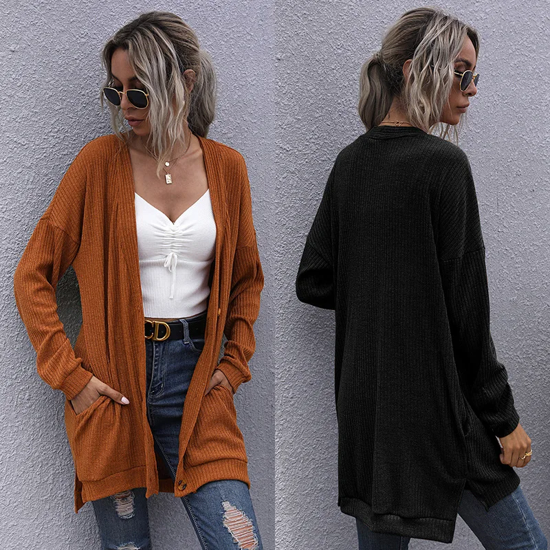 Autumn Trending Women's Cardigan Sweater 2021 with Pockets Loose Drop Shoulder Vintage Knitwear V-neck Casual Knitwear Coats New
Autumn Trending Women's Cardigan Sweater 2021 with Pockets Loose Drop Shoulder Vintage Knitwear V-neck Casual Knitwear Coats New