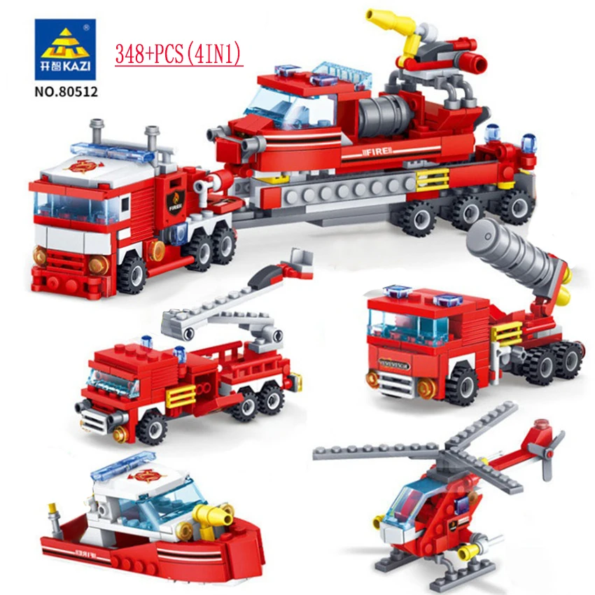 City Firefighter 348Pcs Fire Fighting 4in1 Helicopter Boat Car Trucks Building Blocks Educational Toys for Children
City Firefighter 348Pcs Fire Fighting 4in1 Helicopter Boat Car Trucks Building Blocks Educational Toys for Children