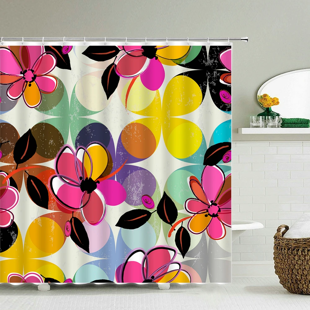 Nordic style colorful flowers geometric shower curtain waterproof bathroom decoration home furnishing
Nordic style colorful flowers geometric shower curtain waterproof bathroom decoration home furnishing