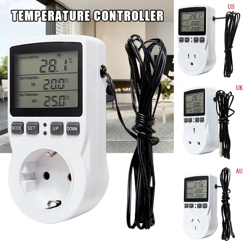UK/FR/US/AU Plug Digital LCD Plug In Thermostats Temperature Controllers Timing Socket Switch Socket Timer Switch Outlet
UK/FR/US/AU Plug Digital LCD Plug In Thermostats Temperature Controllers Timing Socket Switch Socket Timer Switch Outlet