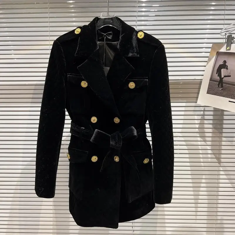 HIGH STREET Newest Fashion 2021 Designer Overcoat Women's Double Breasted Plaid Belted Velvet Coat
HIGH STREET Newest Fashion 2021 Designer Overcoat Women's Double Breasted Plaid Belted Velvet Coat