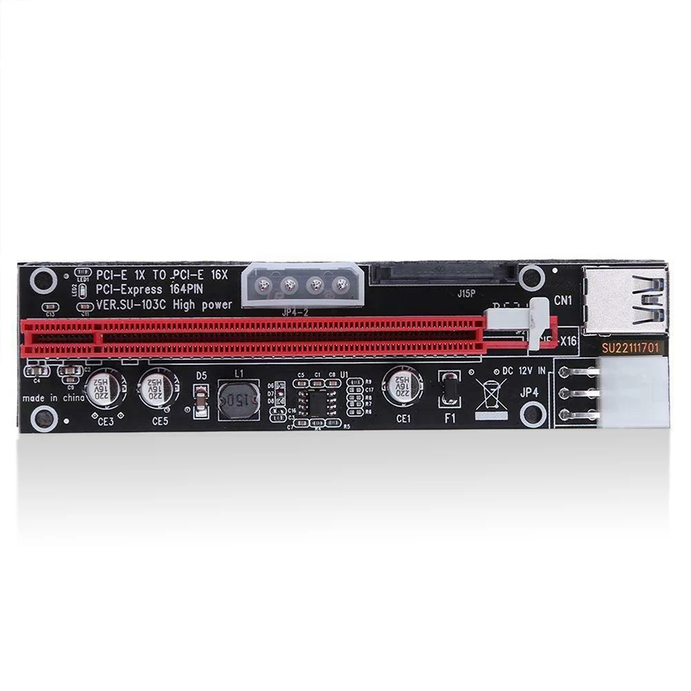 PCI-E 1X to 16X Riser Extender Card SATA 15PIN 4Pin 6Pin Power PCI Express Adapter for External Graphics Card BTC Miner Mining
PCI-E 1X to 16X Riser Extender Card SATA 15PIN 4Pin 6Pin Power PCI Express Adapter for External Graphics Card BTC Miner Mining