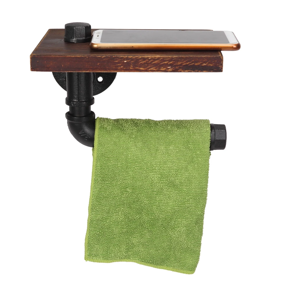 Wooden Toilet Paper Holder Bathroom Wall Mount WC Paper Phone Holder Shelf Towel Roll shelf Accessories
