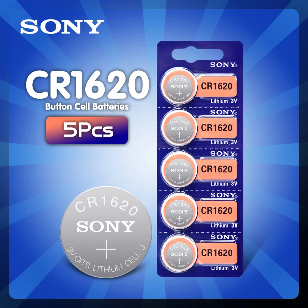 

5pc/lot Sony Original CR1620 Button Coin Cell Battery For Watch Car Remote Key cr 1620 ECR1620 GPCR1620 3v Lithium Battery