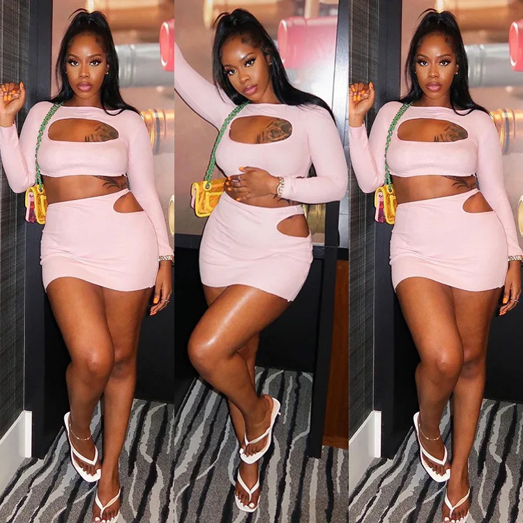 FNOCE Cross-border Foreign Trade Women's women's sexy Solid Color Skirt Suit With Burning Hole And Exposed Chest And Abdomen
FNOCE Cross-border Foreign Trade Women's women's sexy Solid Color Skirt Suit With Burning Hole And Exposed Chest And Abdomen