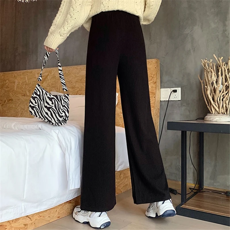 

Chenille Corduroy Wide-Leg Pants Female Autumn Tide Ins High-waisted Loose Straight Fleece-Lined Padded Draped Casual Pants