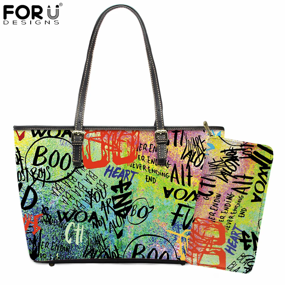 FORUDESIGNS Creative 3D Graffiti Art Design Women Large Capacity Shoulder Bags 2Pcs/Set Handbags Purse Female Leather Tote Bolsa
FORUDESIGNS Creative 3D Graffiti Art Design Women Large Capacity Shoulder Bags 2Pcs/Set Handbags Purse Female Leather Tote Bolsa