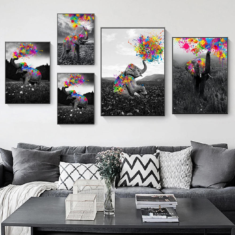 Modern Color Graffiti Wall Art Posters Lovely Animal Elephant Print Canvas Painting for Living Room Corridor Home Decor Pictures
Modern Color Graffiti Wall Art Posters Lovely Animal Elephant Print Canvas Painting for Living Room Corridor Home Decor Pictures