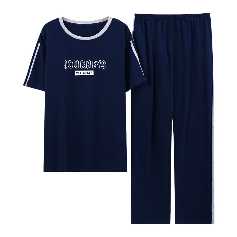 Summer Women's Pajamas Set Fashion Stripe Patchwork Letter Sleepwear Cotton Couple Home Wear Plus Size Blue Nightwear For Men
Summer Women's Pajamas Set Fashion Stripe Patchwork Letter Sleepwear Cotton Couple Home Wear Plus Size Blue Nightwear For Men