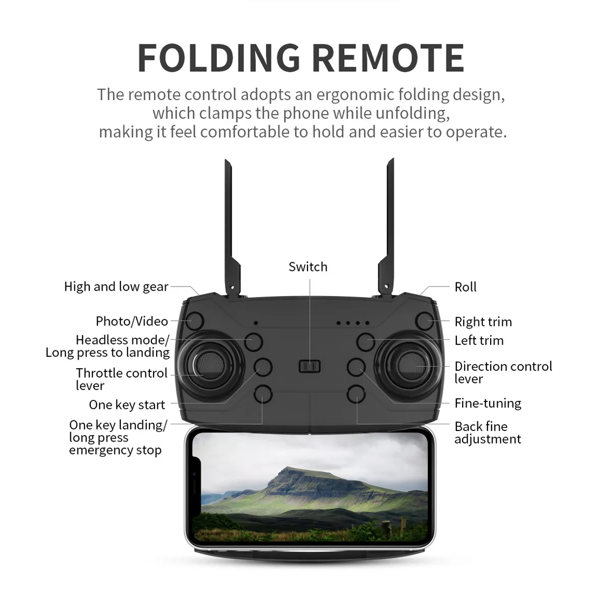 RC Drone E525 WIFI FPV Wide Angle HD 4K Single / Dual Camera Height Hold Foldable Quadcopter Toys Not Included Batteries
RC Drone E525 WIFI FPV Wide Angle HD 4K Single / Dual Camera Height Hold Foldable Quadcopter Toys Not Included Batteries