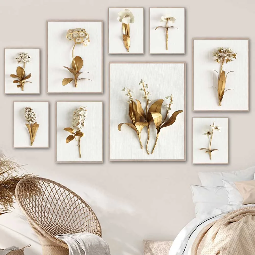 Nordic modern fashion plant canvas painting golden flowers and leaves poster office living room corridor home decoration mural
Nordic modern fashion plant canvas painting golden flowers and leaves poster office living room corridor home decoration mural
