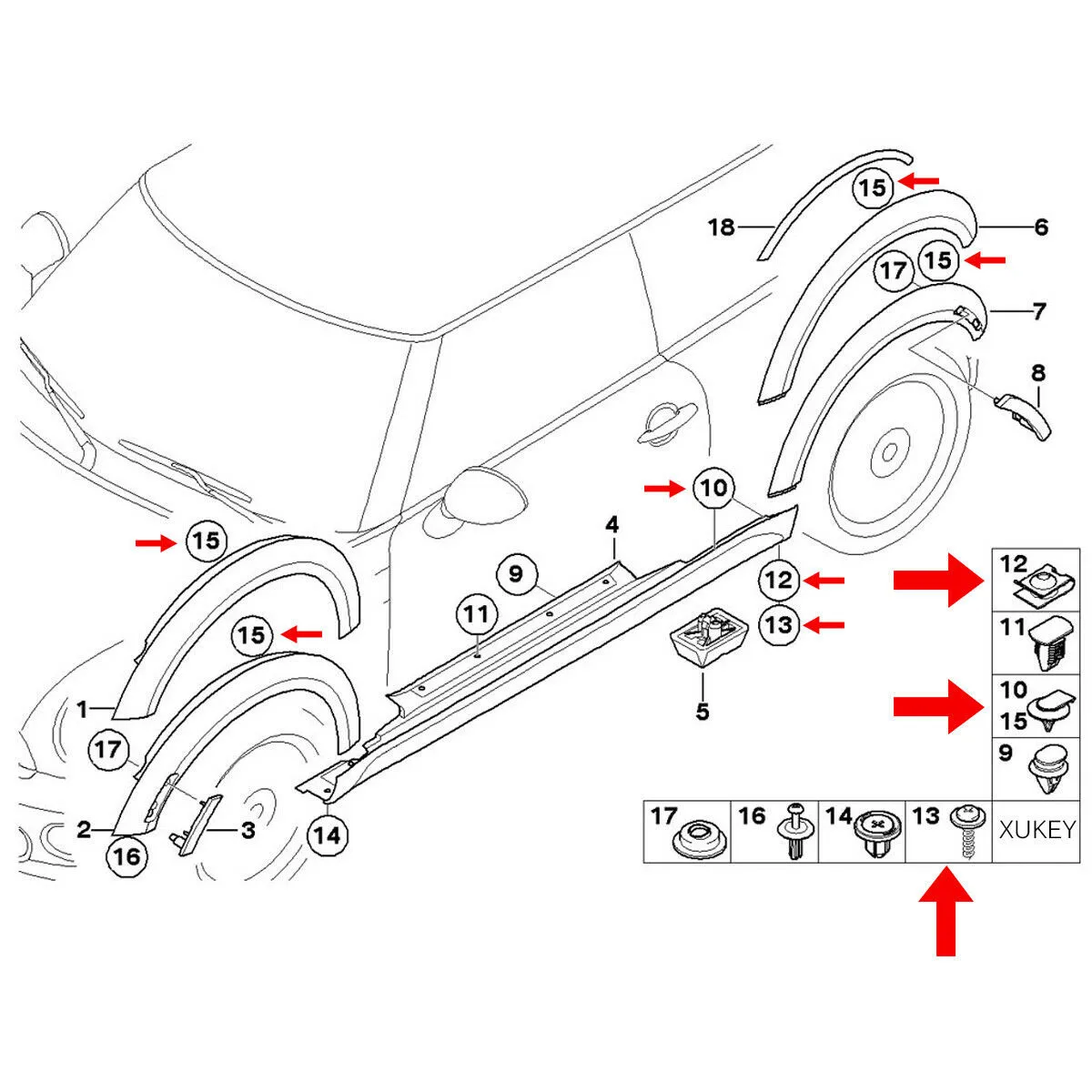 Arch Lining Splash Guard Trim Clips Fender Wheel Arch Clips For Mini Cooper Coupe Roadster R55 R56 R57 R58 R59
Arch Lining Splash Guard Trim Clips Fender Wheel Arch Clips For Mini Cooper Coupe Roadster R55 R56 R57 R58 R59