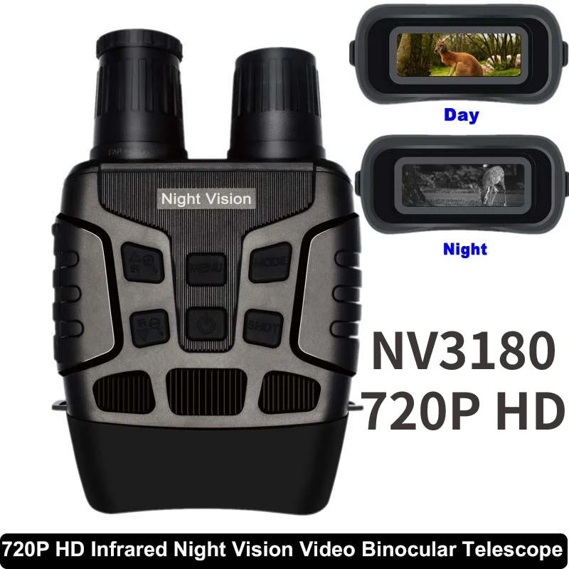 

NV 3180 Infrared Scope Goggles Day and Night Vision Binoculars Video Recorder Hunting 720P 4X Zoom 980 ft/300m HD Pixels Camera