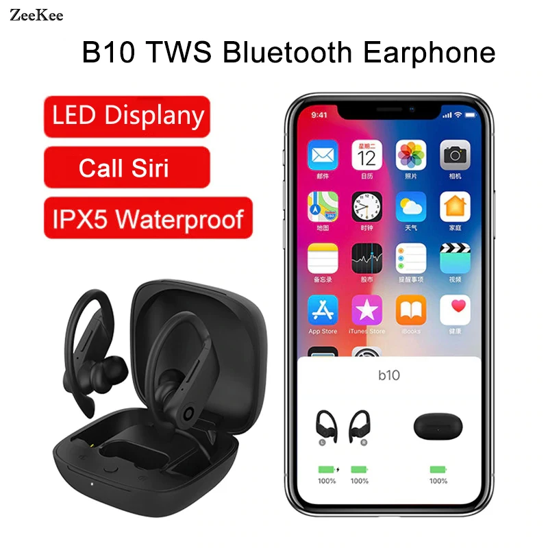 Беспроводные наушники Bluetooth 5 0 B10 TWS с ушным крючком спортивные водонепроницаемые